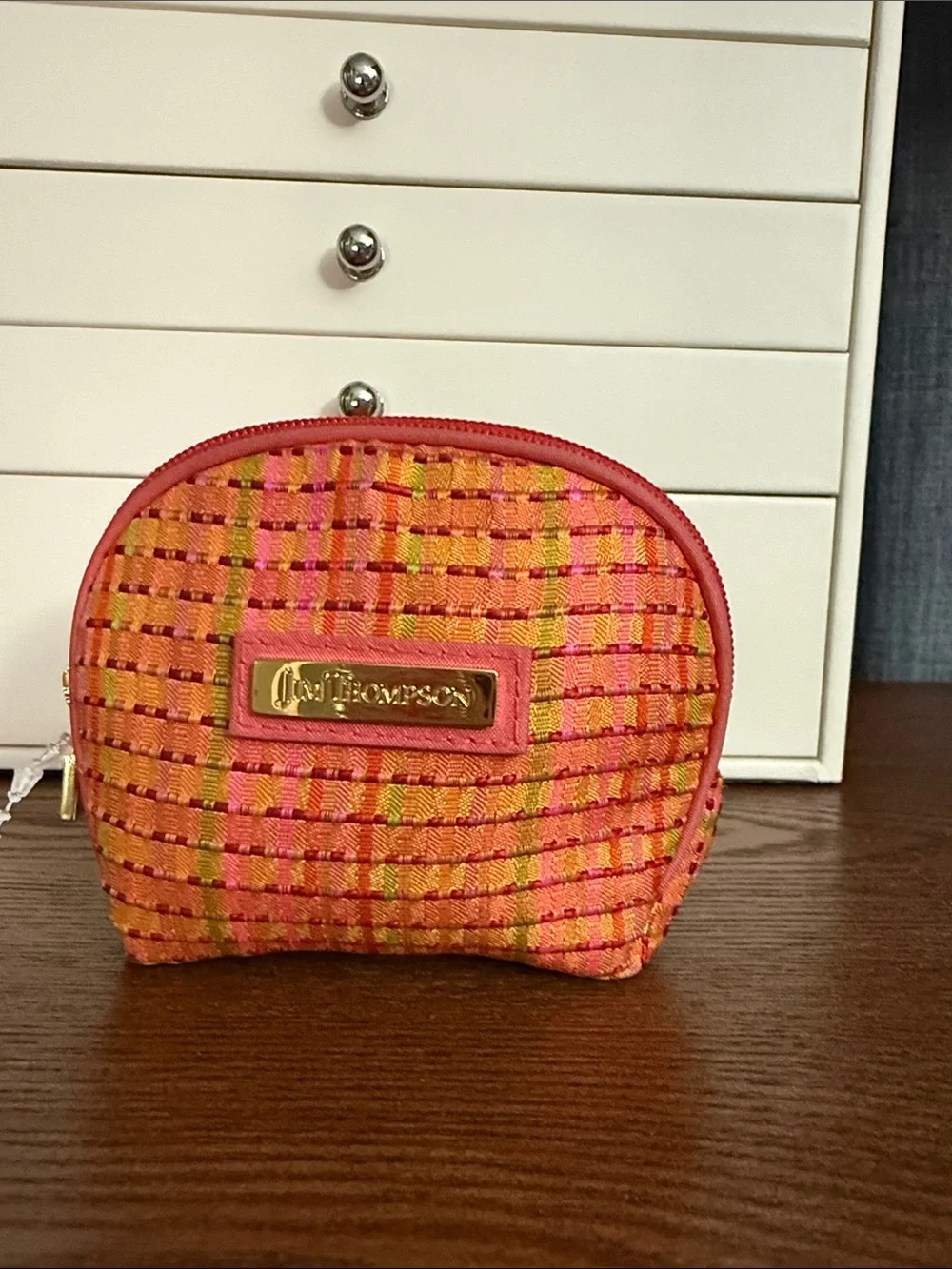 Lilly Thompson Orange & Pink Woven Mini Pouch/Case; Like New!